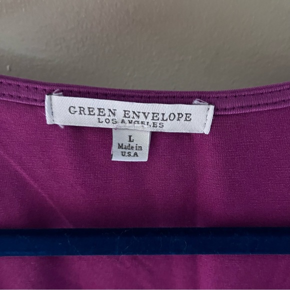 Bundle three short sleeve blouses. Purple, sage, off-white, L - Picture 4 of 15